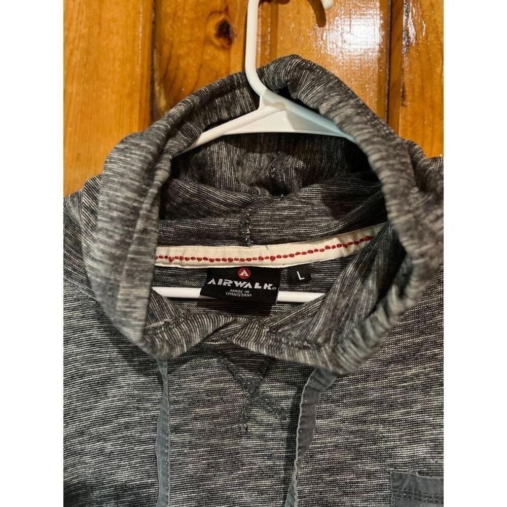 Airwalk Mens Hoodie Space Dye Grey Black Lightweight Long Sleeve Pullover Large - Picture 3 of 3